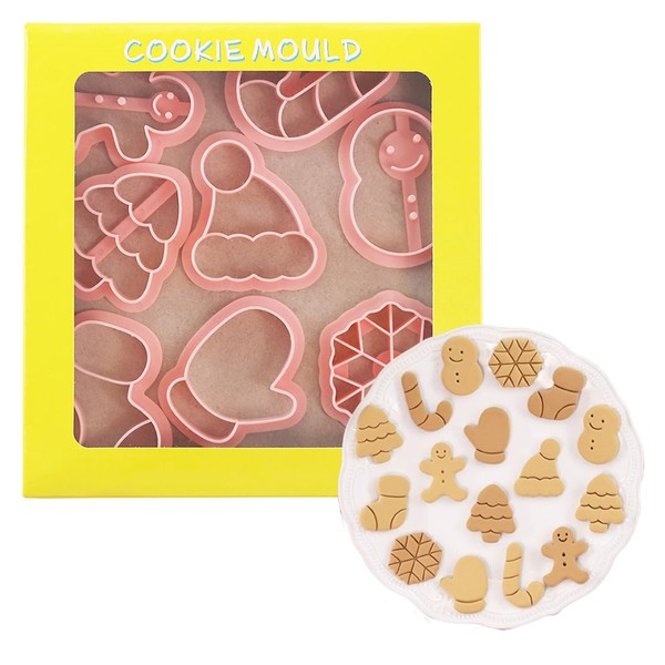 Cookie Cutters, Set of 8, Christmas, Cookie Cutters, Goods, 3D, Cute, Press, Pastry Supplies, Kitchen, Bento Box, Cooking Cutter Set, Biscuit, Candy Making, DIY, Handmade Birthday Gift, Cheering Gift,