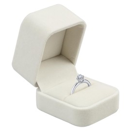 Vxiwscy Velvet Jewellery Ring Box Storage Box Gift Box for Wedding, Engagement, Valentine's Day – Elegant White, Ideal for Jewellery Presentation and Gift Packaging, It Takes Up Little Space.