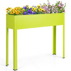 S AFSTAR Elevated Metal Planter Box with Legs, 31.5" Tall Raised Garden Bed w/Drainage Hole, Outdoor Indoor Plant Container for Flower Herb Vegetable Fruit, Growing Bed Planter for Yard Garden