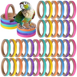 Simgoing 36 Pcs Bagels Bird Toys Bulk for Parrots Durable Cardboard Core Bird Toy Chewing Shredding Foraging Play Foot 2.5'' for Small and Medium Parrot Mini Macaws African Grey Cockatoos