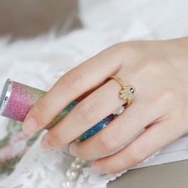 Winssigma Evil Eye Ring for Women, Gold Plated Colorful Cubic Zirconia Turkish Faith Protection for Women(Evil Eye I)