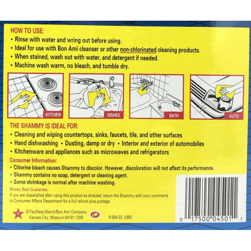 BonAmi Bon Ami SHAMMY Scrub Cloth Durable Kitchen Reusable 7”x9”