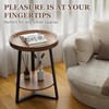 Gadroad Round End Table with Storage Shelf, 2 Tier Farmhouse