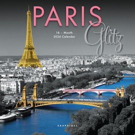 Graphique 2026 Paris Glitz Mini Wall Calendar | 7” x 7” | Thick Paper | Home & Office Organizer | Large Monthly Grid | 3 Languages & Marked Holidays | 4 Month Preview Page for 2027