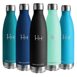 Thermos Flask, 500 ml, BPA-Free, 18/8 Stainless Steel, Insulated Flask, Double Walled Vacuum Insulated, Stainless Steel Water Bottle for School, Travel, Jogging, Camping, Office - Black Water Bottle