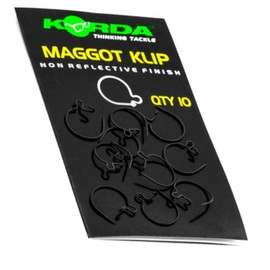Korda Maggot Klip Large - Anti-Glare Coating, Easy Thread Metal Fishing Clip for Baiting with Maggots, Ideal for Hair Rig, Pack of 10