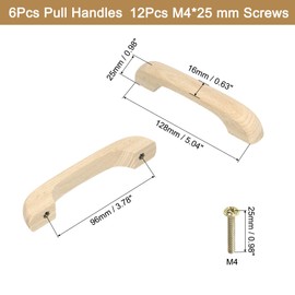 QUARKZMAN Set of 6 Wooden Drawer Handles 96 mm/378 Hole Spacing Beech Wood Kitchen Cabinet Knobs Handle Chest of Drawers Furniture Wood Colour