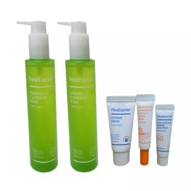 Real Barrier 리얼베리어 컨트롤-T 클렌징폼 200ml 2개 + 25ML크림+10ML 잡티세럼 +10ML 선크림 Real Barrier Control-T Cleansing Foam 200ml 2pcs + 25ML Cream + 10ML Spot Serum + 10ML Sun Cream