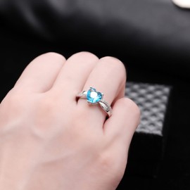 Uloveido Anillos infinitos de aniversario de corazón de amor chapados en oro blanco para mujer Promesa con cristales de circonita cúbica Tamaño 7 Y3051