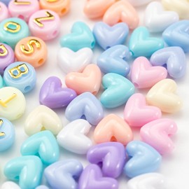 Gxueshan 2000 Pcs Acrylic Gold Pink Colorful 6x9mm Pony Beads 10x6mm Mix Candy Color Alphabet Letter Beads Bulk for Jewelry Friendship Bracelet Making Kit (1200)