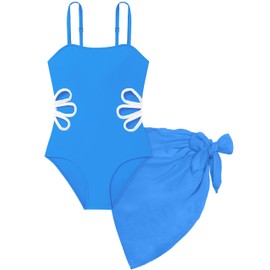 TALLWH - Traje de baño de una pieza para niña, Azul, 13-14 Años