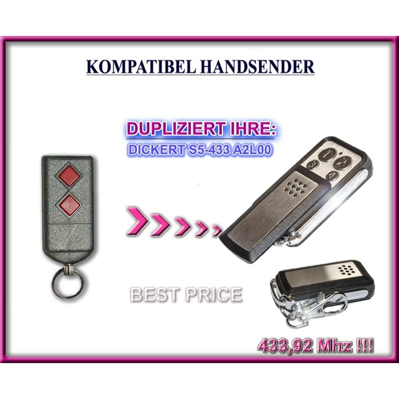 Dickert MAHS 433-01 / MAHS 433-04 Compatible Handheld Transmitter /
