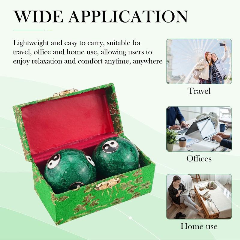 Qerutk 1 Pair Soild Marble Baoding Balls, Chinese Tai Chi