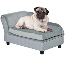 Modern Gray Pet Bed For Small Dogs Soft Foam Hidden Storage Dog Furniture Rectangle Removable Washable Living Room All SeasonsColor: Gray Color