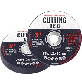 10 Pcs 76mm Cutting Disc, Grinder Discs, Angle Grinder Discs for Cutting Metal, Aluminum, Rebar, Wood (76mm x 1.2mm x 10mm)