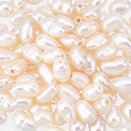 HOBBIESAY 100Pcs Natural Cultured Freshwater Pearl Beads Strand Loose Bead Bulk Irregular Pearl Beads Seashell Colorfor DIY Bracelets Earring Necklace Jewelry Making Craft,Hole:0.6mm