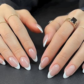 COLORBIRD Nail Tips Short 24pcs Pink French Nails Fake Nails Tips Short Cute Round (W249)