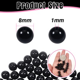 TOAOB Pack of 100 Natural Black Onyx Gemstone Beads 8 mm Black Tourmaline Round Loose Beads with Hole for Jewellery Crafts Threading DIY Bracelet Necklaces Jewellery Making