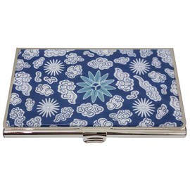 Mother of Pearl Business Card Case Credit Id Name Holder Travel Wallet Art Painting Design Metal Stainless Steel Engraved Slim Purse Pocket Cash Money Wallet (Mum Cloud)