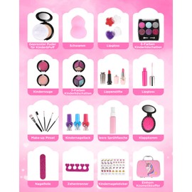 GAGAKU Children's Make-Up Set Girls, 27 Pieces, Washable Make-Up Case, Toy, Children's Makeup Set, Role Play, Cosmetic Toy, Christmas Gift for Girls 4 5 6 7 8 Years