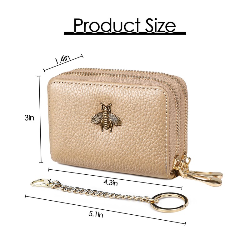 imeetu RFID Credit Card Holder, Small Leather Zipper Card Case