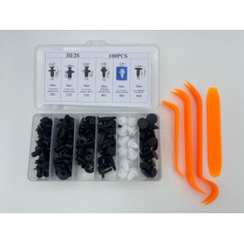 【Easy Installation】Car Rivet Clip Set - Wide Range of Applications, 100 Rivets and Tooled Clips Repair Plastic Rivet Car Mud Flap Bumper Clip Push Type Rivet