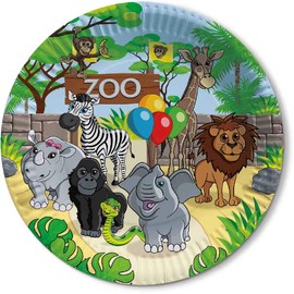 DH-Konzept: 8 Plates * Zoo & Zootiere * for Children's Birthday Parties and Theme Party | Children's Paper Plates Party Plates Animals Party Set