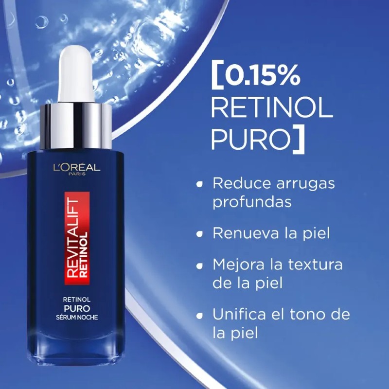 L’Oréal Paris Revitalift Sérum de Noche con Retinol Puro, 30