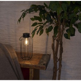 Northpoint LED Solar Lantern Twilight Sensor Garden Balcony Modern Industrial Look IP44 (Round)