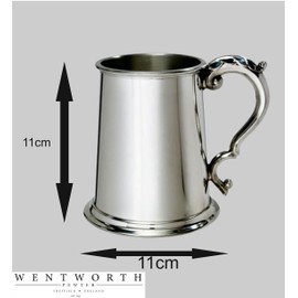 Wentworth Pewter - Plain Fancy Handle 1 pint Pewter Tankard