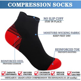 8 Pairs Compression Socks for Women and Men, Plantar Fasciitis Arch Support Low Cut Running Gym Compression Foot Socks