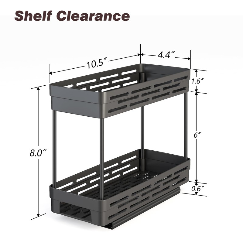 2 Pack Pull Out Spice Rack Organizer for Cabinet, Slide