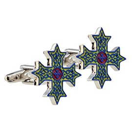 High Detailed Enamel Coptic Cross Cufflinks Presented in a Box