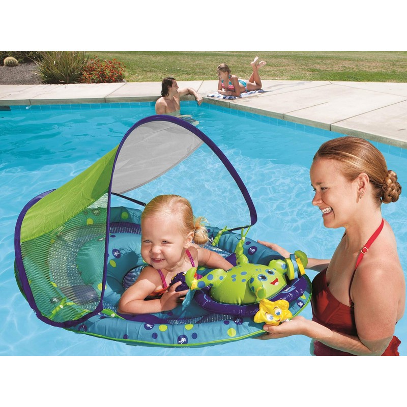 SwimWays Inflatable Baby Spring Pool Float Activity Center with Canopy,