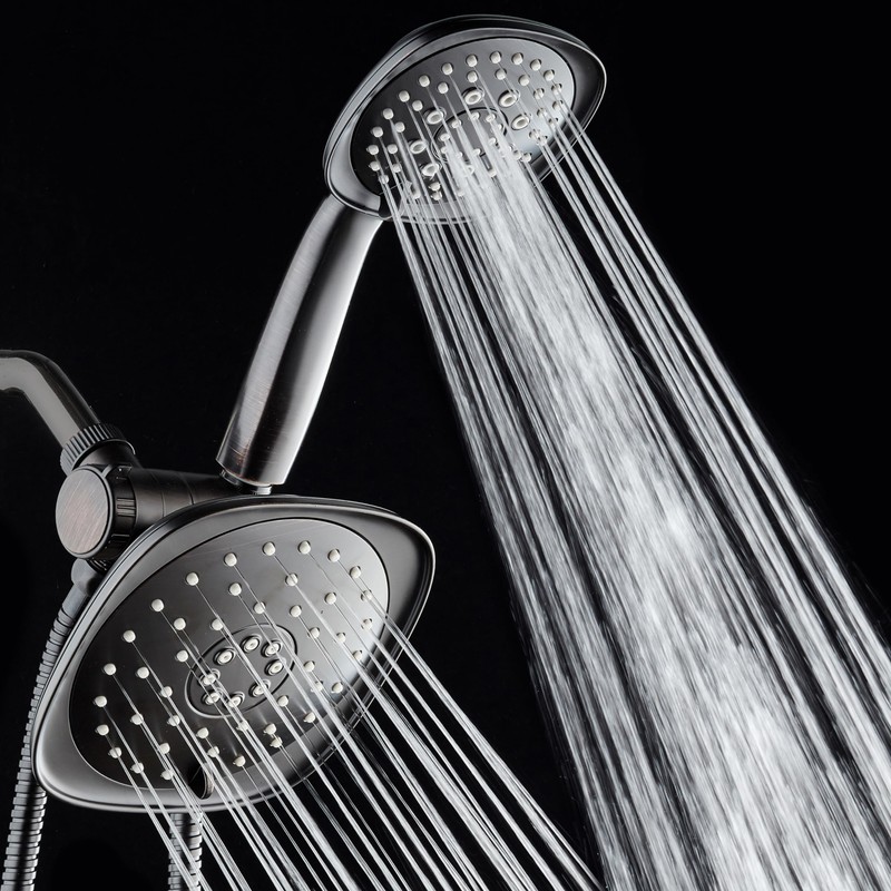 AquaDance Luxury Square High-Pressure Giant 7.3" Rain Shower Head/Handheld Spa