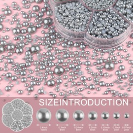 NACHLYNN 6480 Pcs Flat Back Pearl 7 Sizes Half Pearl Bead Silver Flatback Pearl Beads Half Round Pearls for Crafts Embellishment Shoes Clothes Bags DIY Making