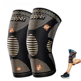 Genkigold Copper Knee Sleeves for Knee Pain for Women Men (Pack of 2), Size 2XL, Knee Compression Sleeve for Arthritis, ACL, Meniscus Tear, Joint Pain, Knee Protection for Running, Weightlifting,