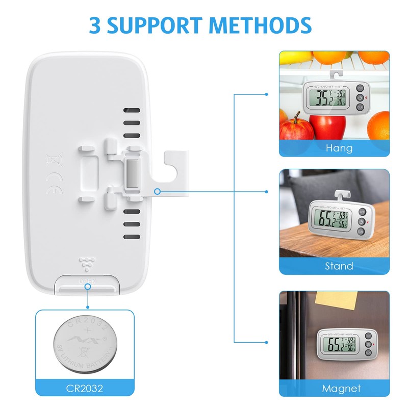 (New Version) AMIR Rridge Thermometer, Max/Min Function Refrigerator Thermometer with