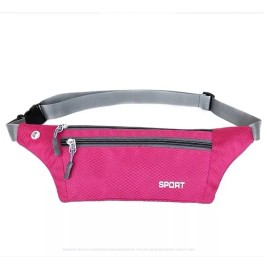 Unbranded Waterproof Running Belt Fanny Pack Waist Pouch Outdoor Camping Hiking Zip Bag - Hot Pink