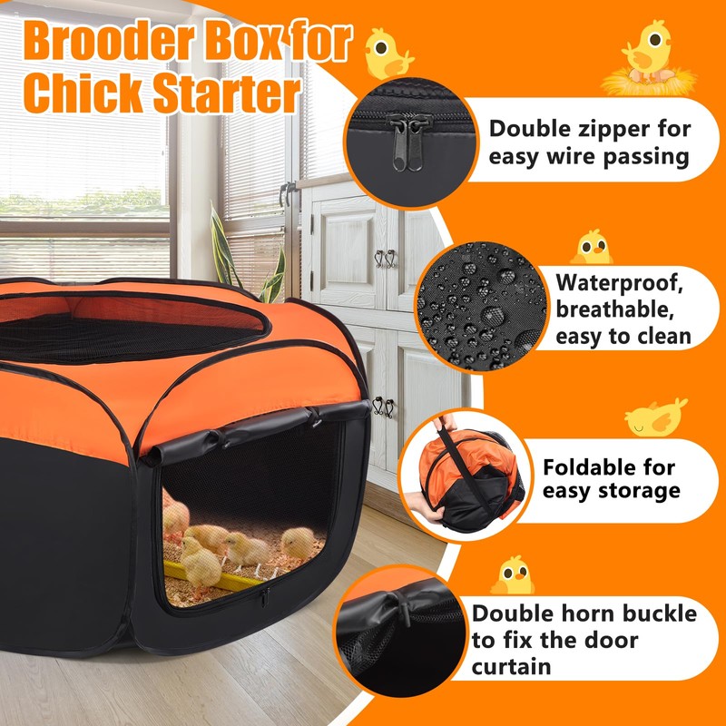 Chick Brooder Box, Upgrade Double Door Brooder Box for Chick
