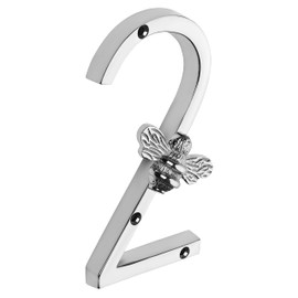 Silver Brass bee House Number with Bee design | 5 inch Modern Door Sign Numbers Signs Plaques | Street Home Address Numerals (2)