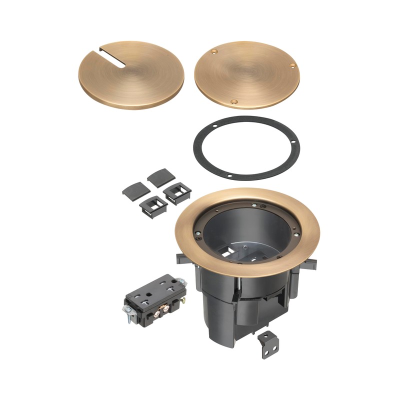 Arlington FLBR5420AB Floor Box Kit with Recessed Wiring Device (Antique