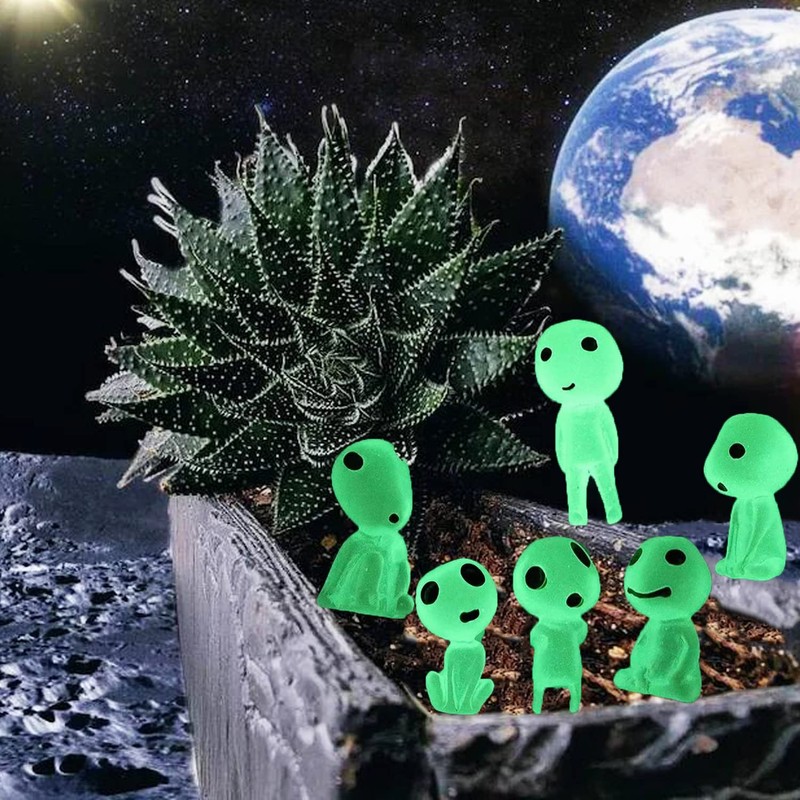 BLUWTE 10pcs Garden Statue Accessories,Princess Mononoke Luminous Tree Elves,Glow in
