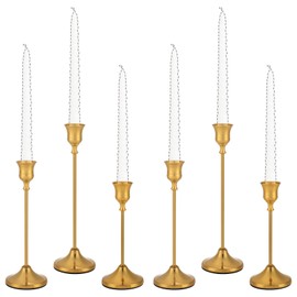 Candlestick Holders Candle Holder Candle Sticks Holder Holder Gothic Taper Candle Holders for Halloween Christmas Party Mantel Dinner Home Decoration (6, Brass Gold)