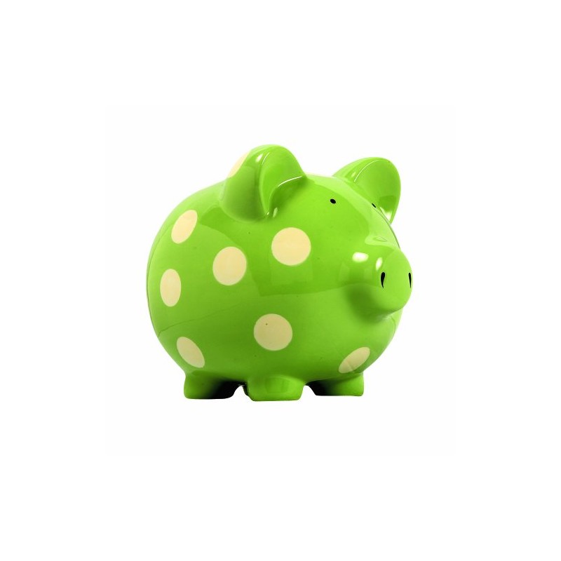 Elegant Baby Classic Pig Bank with Cream Polka Dots -