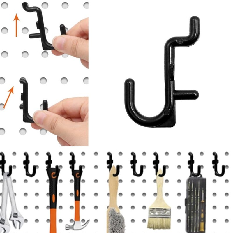 Pegboard Hooks, 60 Pcs J Shape Peg Hooks, CuiCanfla Black