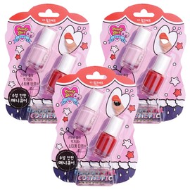 Candygirl Water-Based Safe Children's Nail Polish, 01 Pink Red, 3 Pieces / Candygirl 수성 안전 어린이 매니큐어, 01 핑크레드, 3개