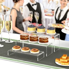 HIIMIEI Acrylic Display Riser, 6 Pcs 9" Large Acrylic Risers, Clear Rectangular Display Shelf for Cupcake Stand, Collectibles Display and Retail Showcase, Tiered Display Stand for gemstone, curio, Anime figurines