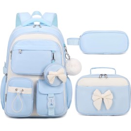 Joyliss 4PCS Girls Backpack for School, Kids Backpack for Girls with Lunch Box and Pencil Case, Girl Bookbag Schoolbag for Preschool Elementary Primary Middle School