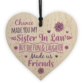 RED OCEAN Chance Made You My Sister In Law Wooden Heart Shabby Chic Plaque Keepsake Friendship Birthday Sister Gift